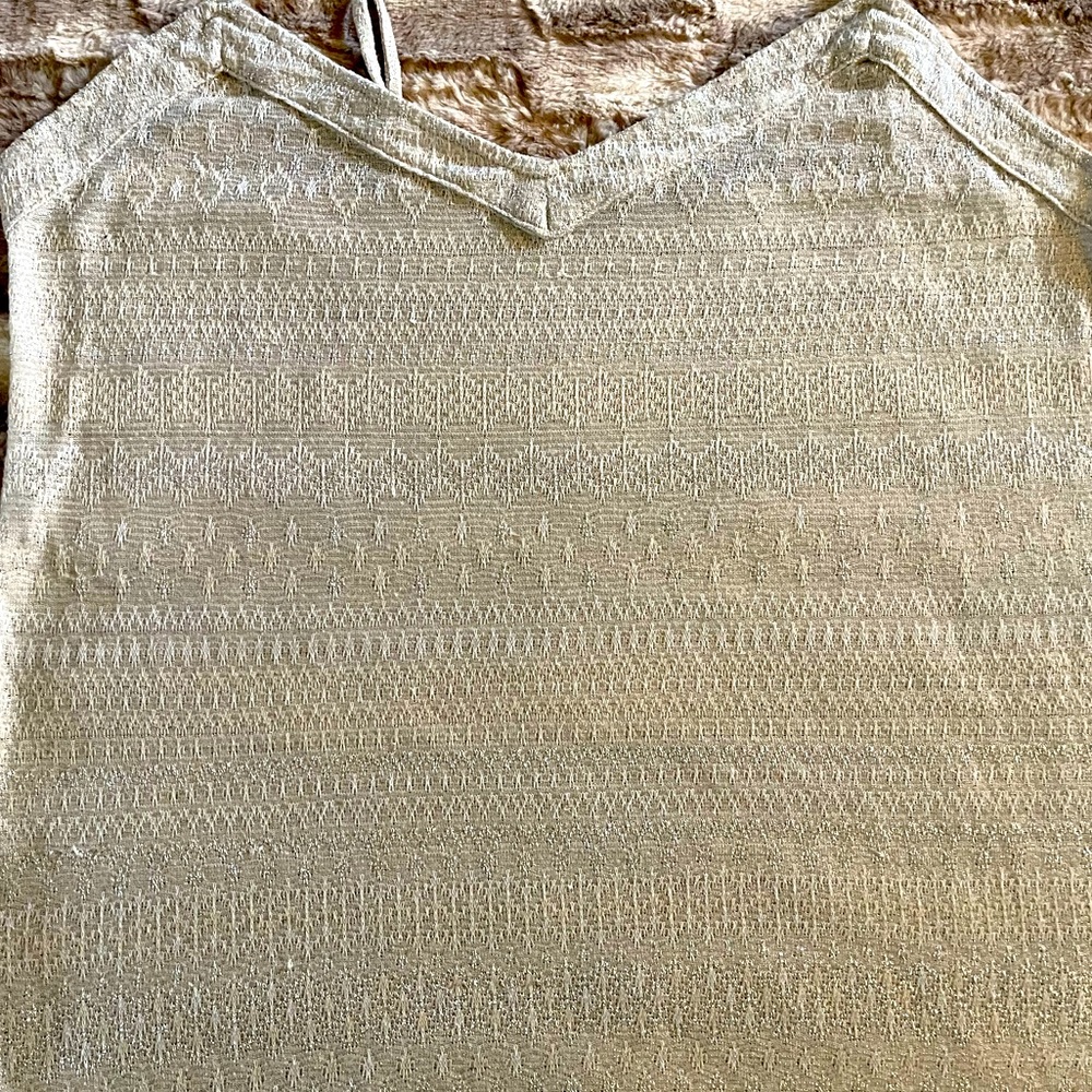 EUC AEO Silver lurex spaghetti strap shimmer tank